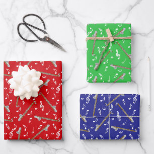 Bass klarinet muzieknoot patroon inpakpapier vel