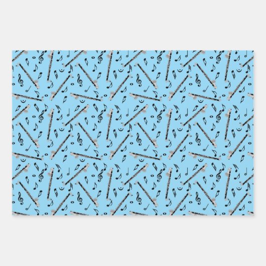 Bass klarinet muzieknoot patroon inpakpapier vel (Voorkant 3)