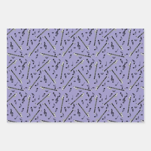 Bass klarinet muzieknoot patroon inpakpapier vel (Voorkant 2)