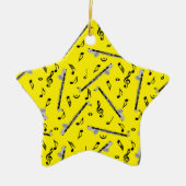 Bass klarinet muzieknoot patroon keramisch ornament (Voorkant)