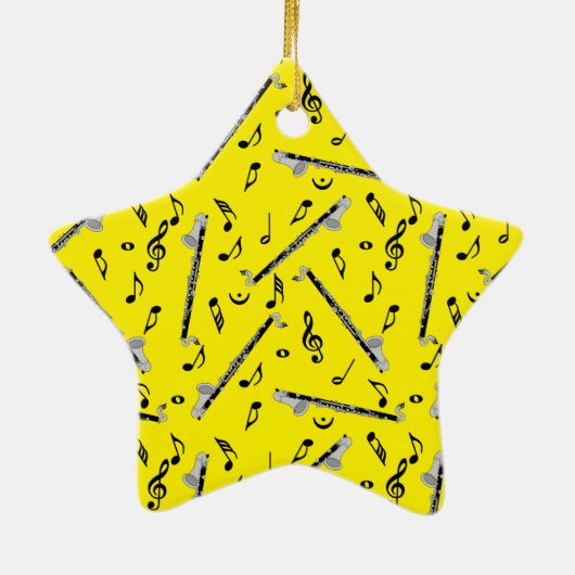 Bass klarinet muzieknoot patroon keramisch ornament (Achterkant)