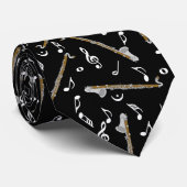 Bass klarinet muzieknoot patroon stropdas (Opgerold)