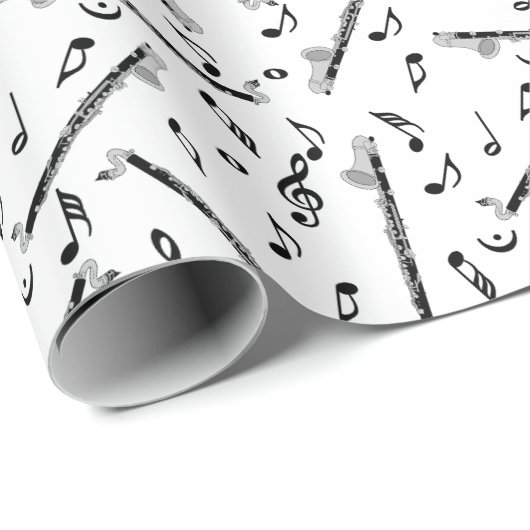 Bass klarinet Muzieknoten Cadeaupapier (Rol Hoek)