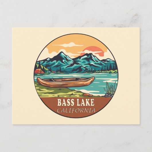 Bass Lake California Boating Vist Emblem Briefkaart (Voorkant)