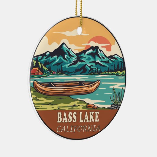 Bass Lake California Boating Vist Emblem Keramisch Ornament (Rechts)