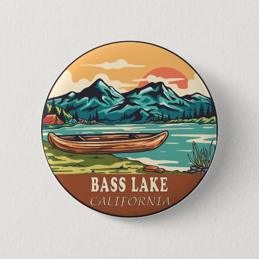 Bass Lake California Boating Vist Emblem Ronde Button 5,7 Cm (Voorkant)