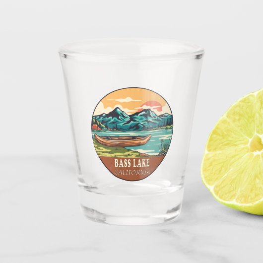 Bass Lake California Boating Vist Emblem Shot Glas (Voorkant)