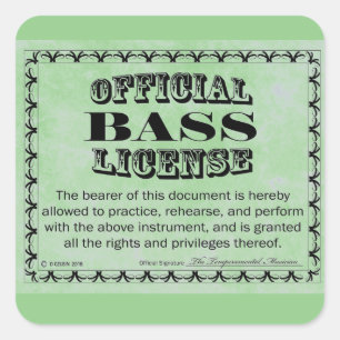 Bass License Square Sticker