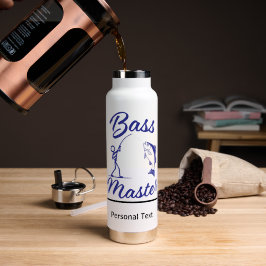 Bass Master Stick Man illustratie, personaliseer Waterfles