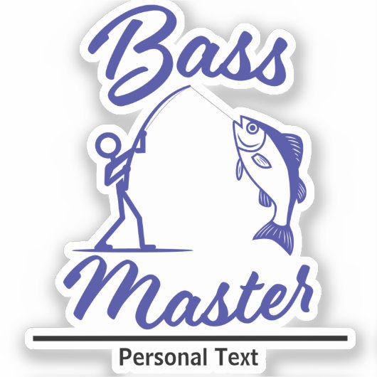 Bass Master Stick Man illustration, personalize Sticker (Voorkant)
