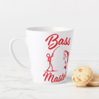 Bass Master stokmannetje illustratie, personalisee Latte Mok