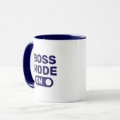 Bass Mode On-Blue Typography Coffee Mok (Voorkant links)