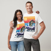 Bass Mouth Retro Sunset Jumping Fish T-shirt (Unisex)