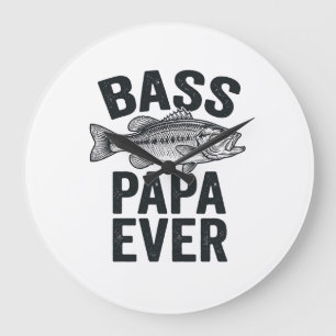 Bass Papa Ever Vintage Vissen Vader Shirt Ontwerp_ Grote Klok
