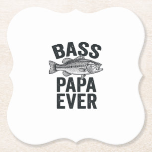 Bass Papa Ever Vintage Vissen Vader Shirt Ontwerp_ Kartonnen Onderzetters