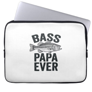 Bass Papa Ever Vintage Vissen Vader Shirt Ontwerp_ Laptop Sleeve
