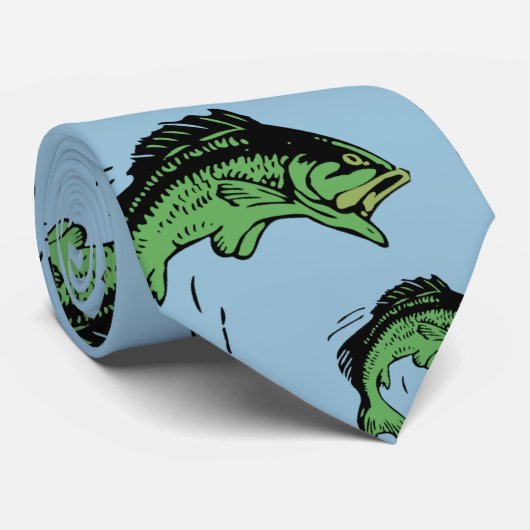 Bass Pattern Blue Stropdas (Opgerold)