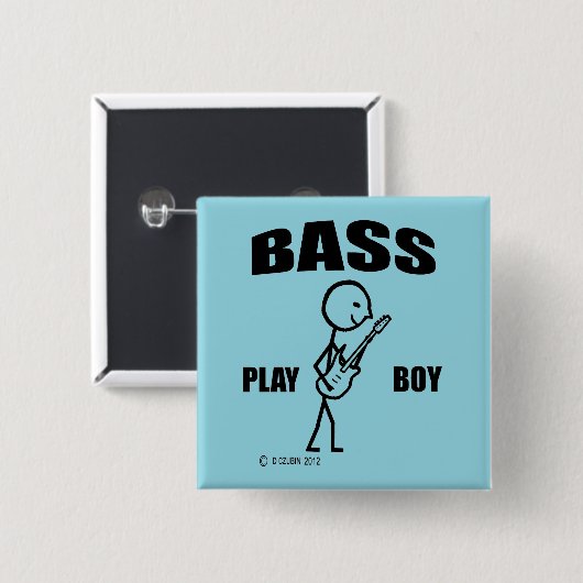 Bass Play Boy Vierkante Button 5,1 Cm (Voorkant /achterkant)
