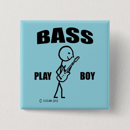 Bass Play Boy Vierkante Button 5,1 Cm (Voorkant)