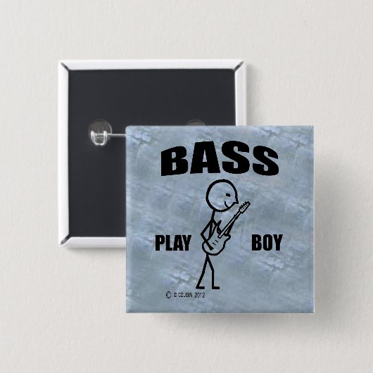 Bass Play Boy Vierkante Button 5,1 Cm (Voorkant /achterkant)
