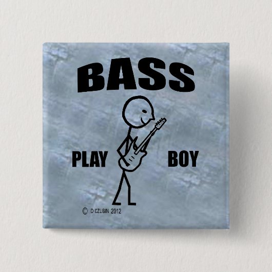 Bass Play Boy Vierkante Button 5,1 Cm (Voorkant)