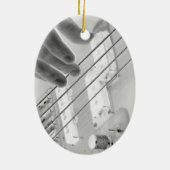 Bass player, bass and hand, negatief afbeelding keramisch ornament (Achterkant)