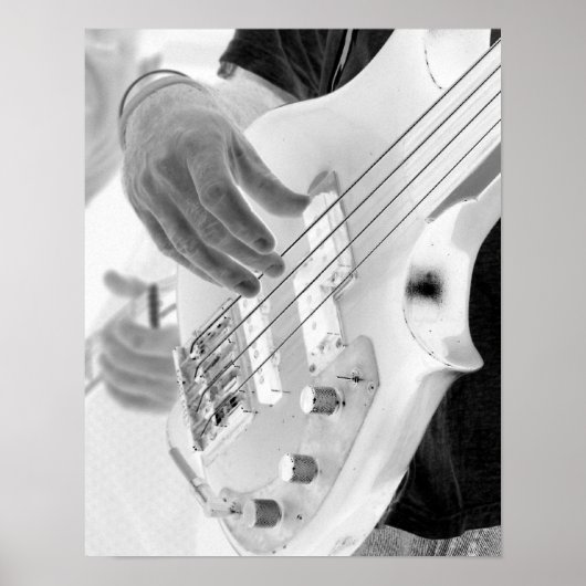 Bass player, bass and hand, negatief afbeelding poster (Voorkant)