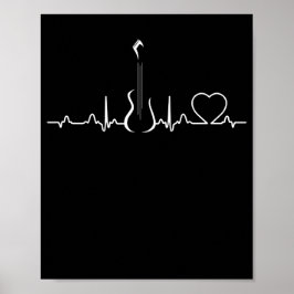 Bass Player Bass Guitar Heartbeat Music Instrument Poster