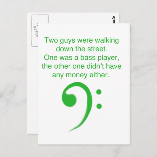 Bass Player-grap Briefkaart (Voorkant / Achterkant)