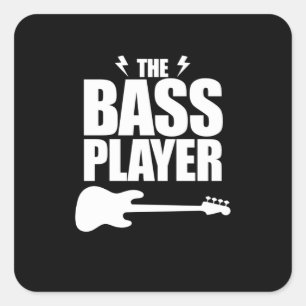 Bass Player Guitar die Musicus Guitaris afspeelt Vierkante Sticker