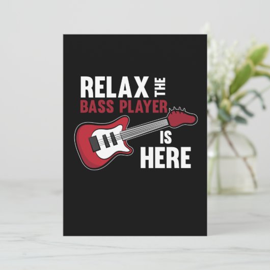 Bass Player is hier Guitar Music Musician Guitaris Bedankkaart (Staand voorkant)