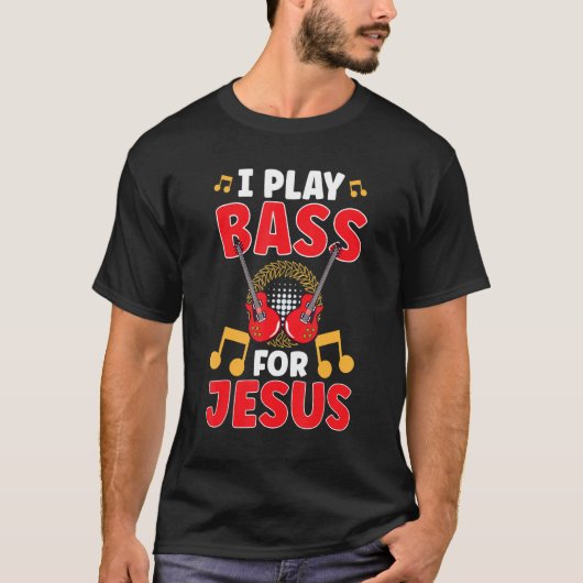 Bass Player Jesus Guitar Pick Jesus Guitar Player T-shirt (Voorkant)
