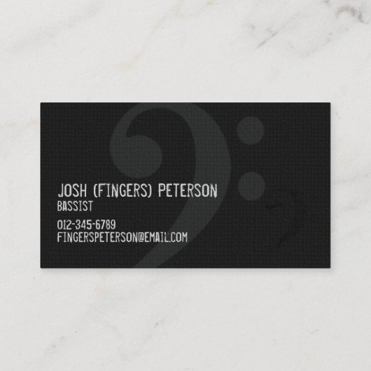 Bass Player Musician Visitekaartje (Achterkant)