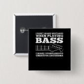 Bass Player Vierkante Button 5,1 Cm (Voorkant /achterkant)