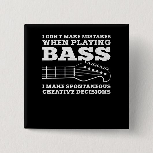 Bass Player Vierkante Button 5,1 Cm (Voorkant)