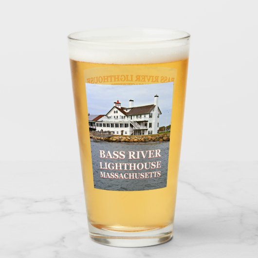 Bass River Lighthouse, Massachusetts Pint Glass Glas (Voorkant gevuld)