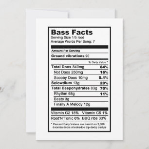 Bass singer "Nutritional Information Label" Kaart
