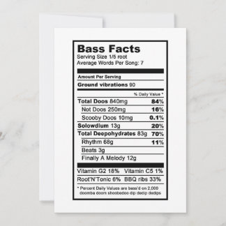 Bass singer "Nutritional Information Label" Kaart