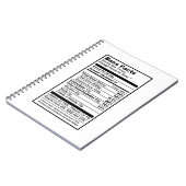 Bass singer "Nutritional Information Label" Notitieboek (Linkerzijde)