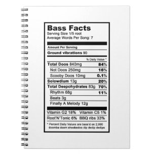 Bass singer "Nutritional Information Label" Notitieboek