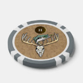 Bass springen over Big Buck Horns schedel Monogram Poker Chips (Enkel)