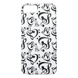 Bass Treble Clef Hearts Muzieknoten Patroon Case-Mate iPhone Case