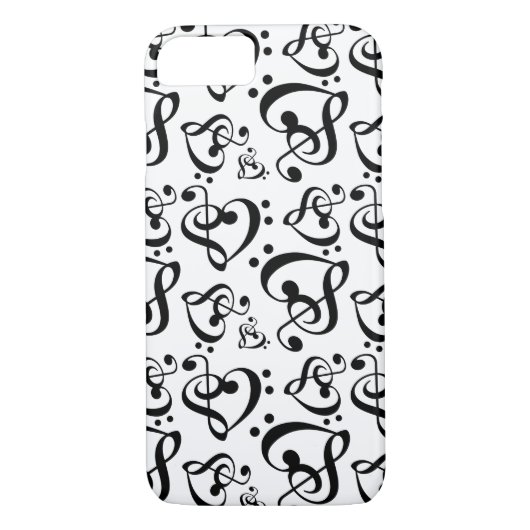 Bass Treble Clef Hearts Muzieknoten Patroon Case-Mate iPhone Case (Achterkant)