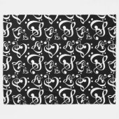 Bass Treble Clef Hearts Muzieknoten Patroon Fleece Deken (Voorkant (Horizontaal))