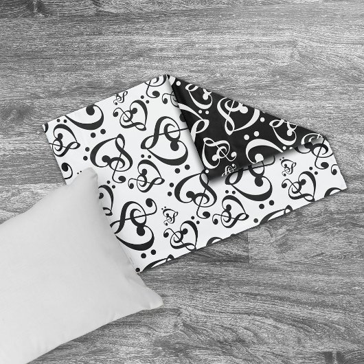 Bass Treble Clef Hearts Muzieknoten Patroon Kussensloop