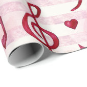 Bass, Treble Clefs, Musical Notes, Red Hearts Cadeaupapier (Rol Hoek)