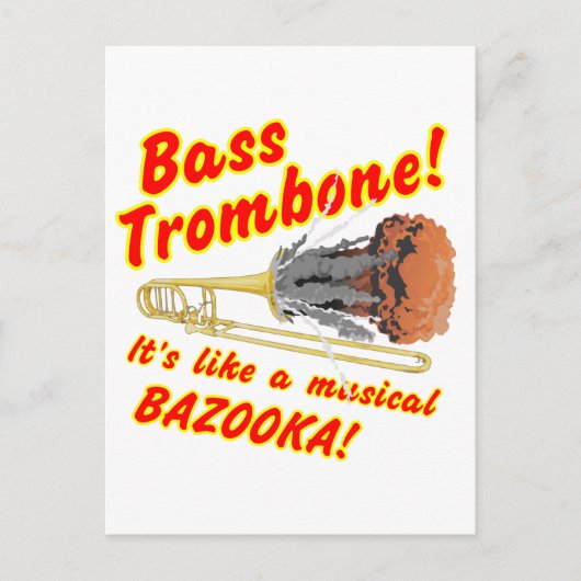 Bass Trombone Musical Bazooka Briefkaart (Voorkant)