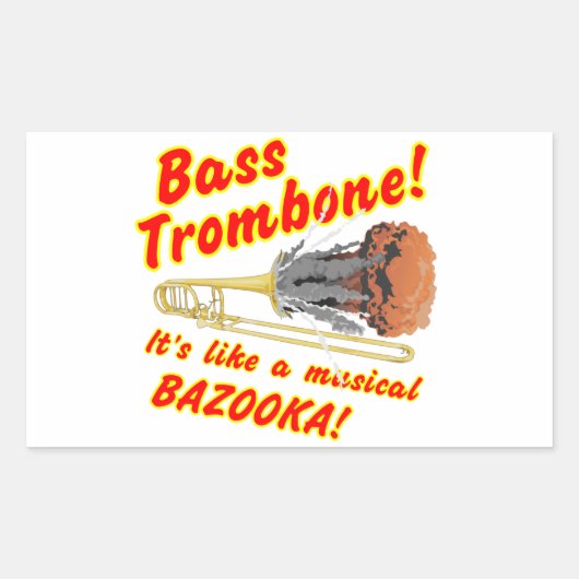Bass Trombone Musical Bazooka Rechthoekige Sticker (Voorkant)