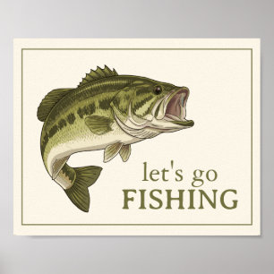 Bass Vis Laten we gaan vissen Persoonlijk Poster