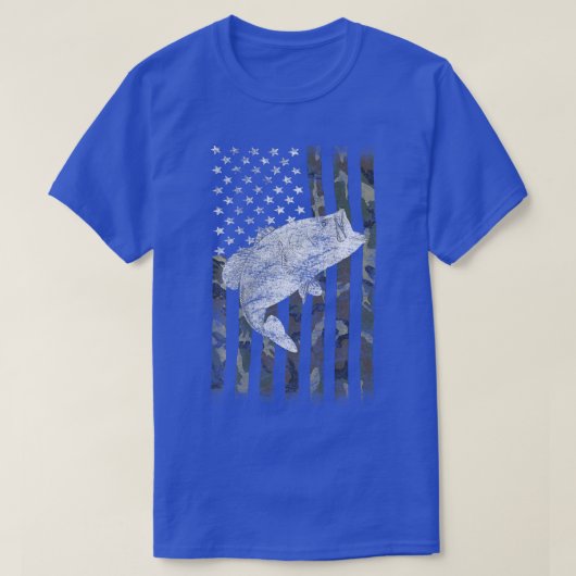Bass Vissen American Camo USA Flag voor Fisherman T-shirt (Design voorkant)